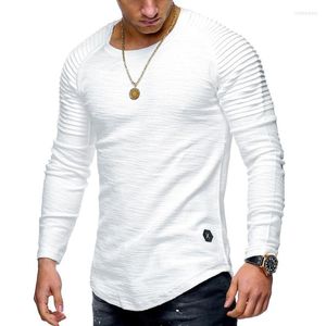 Herr t shirts herrar långa ärm muskel smal skjorta fast färg fitness toppar mode t-shirts casual o-hals man thirt tee homme