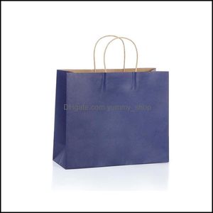 Bolsas de empacotamento 100 PCs Kraft Lank Shop Retail Shop Merchandise Party Gift 12x4x10 com al￧as de corda Drop Delivery Office School