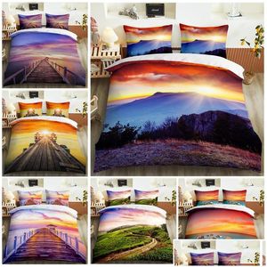 S￤ngkl￤der upps￤ttningar 3D -tryckning Beautif Scenery Series Bekv￤mt dubbelrum Set duvet er kuddefodral Extra stor droppleveranshem G DHLWS