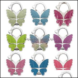 Hooks Rails Metal Butterfly Table Hook Hanger Holder Unique Folding Portable Crystal Alloy Purse Handbag Bag Collapsible Drop Deli Dhksx