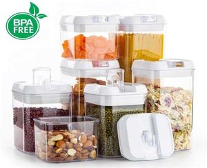 7PCS Airtight Creprigerator Food Container Storage Box Kitchen Jar with Lids Plastic Transparent Cans Multigrain Bulk Containers 219043147