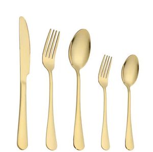 Set di posate Oro Argento Acciaio inossidabile Food Grade Argenteria Set di posate Gli utensili includono Coltello Forchetta Cucchiaio Cucchiaino FY2676