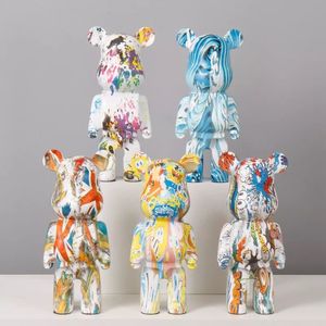 Decorative Objects Figurines IN 28cm Resin Bearbricking 400 Violent Bear Ornament Sculpture Statue Creative Cartoon Children Gift Home Decoration Living 230111