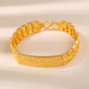 Link Bracelets Selead Design Flat Side Bracelet Chain Women Men Gold Plated Copper Luxury Wedding Jewelry Gift