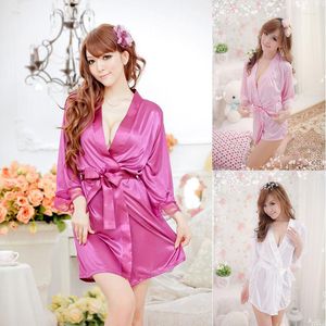 Women's Sleep Lounge Womens Sleepwear Wholesale- Fashion Women Sexy Robes Satin Lace Pajamas Lingerie Nightdress G-string Nihtclothes Bathrobe Dressing Selling