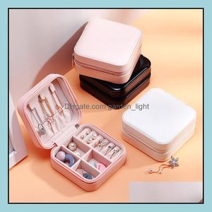 Storage Boxes Bins Box Travel Jewelry Organizer Pu Leather Display Case Necklace Earrings Rings Holder Gift Drop Delivery Home Gar Otekx