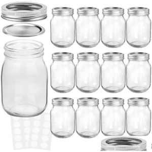 Garrafas de armazenamento Jars pedreiro 16 oz com tampas e bandas de regar ideais para jam mel fogão a casamento de chuveiro alimentos de bebê diy ímã Drop de dhnjv