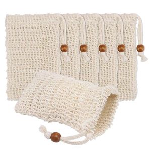 Natural exfoliating Mesh Soap Saver Sisal Soap Saver Bag Pouch Holder for Shower Bath Foaming and Drying of the Soap for Women FY2378