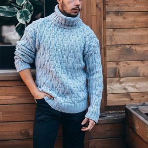 Men's Sweaters 2023 Autumn Winter High Collar Men Sweater Fashion Twist Flowers Long Sleeve Pullover Knitted Oversized Outwear