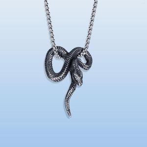 Pendant Necklaces Stainless Steel Snake Necklace Black Metallic Chain For Men Women Gothic Punk Hip Hop Style Cool Animal Serpent Jewelry