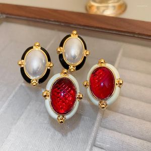 Stud Earrings Statement Fashion Baroque Black Red Oval Big For Women Personality Pendientes Wholesale