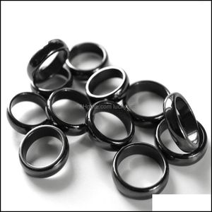 Parringar 6mm Magnetic Curved Hematite Black Stone Ring Anxiety Relief Unisex Healing Chakra Energy Therapy Fidget Smärta smycken D Dhupz