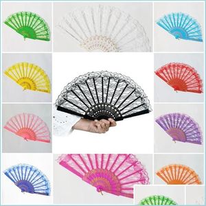 Party Favor Folding Hand Fan Single Side Lace 11 Colors Summer Chinese/Spanish Style Dance Fans Drop Delivery Home Garden Festive Su Dhdg6