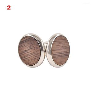 Bow Ties Arrival 1 Pair Trendy Round Walnut Wood Cufflinks Blank Cuffs Men Shirt Accessories Gifts