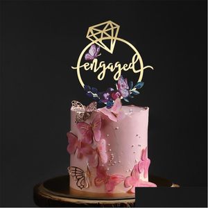 Inne impreza świąteczna zaopatrzenie kolorf Diamentowy pierścień Diamentowy Złoty Zaangażowany /We Are Engagem Cake Topper Weddign Dekoracja zaręczynowa dhepz