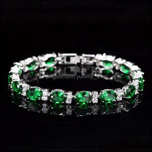 Bracelet Simple Ellipse Vert Zircon Bracelets Femmes Bijoux De Mode Banquet De Mariée Ing Charme Dame Cadeau 20220223 T2 Drop Livraison Dh8Ws