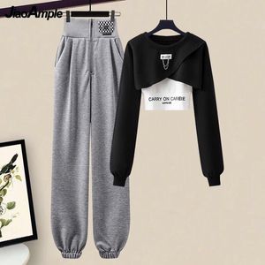 Frauen Trainingsanzüge Herbst Winter Trainingsanzug Set Mode Kurze Pullover Top Weste Hosen Drei stück Koreanische Elegante Sportswear Anzug 230112