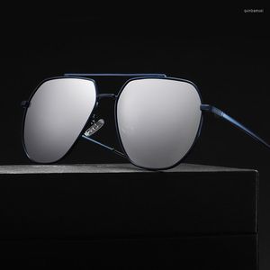 Güneş gözlükleri erkekler ayna polarize kadınlar mavi cıva sürüş güneş gözlükleri metal uv400 lens pilot gözlükler çerçeve balıkçı gözlük
