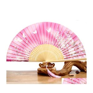 Party bevorzugt Vintage Style Seidenklappfan Chinesische japanische Muster Kunsthandwerk Geschenk Home Dekoration Ornamente Hochzeit Dance Hand Fans OTDBG