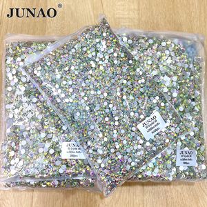 Fabric and Sewing JUNAO Wholesale 100Gross SS3 4 5 6 30 40 50 Big Size Clear Crystal AB In Bulk Flatback Glass Nail Stones 230111