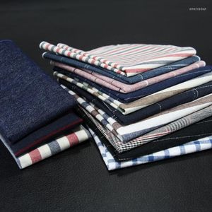 Bow Ties Classics Man Suit Accessory 9.5 Inch Cotton Striped Jacquard Weave Hankerchief Pocket Tie Scarf High Quality Square Hanky Gift