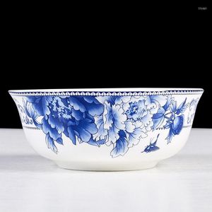 Миски 6 -дюймовый большой суп рамэн миска Jingdezhen Ceramic Bone China Rice Rice Blue и White фарфоровая домашняя винтажная посуда