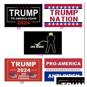 Banner Flags 11 Styles Trump 2024 Bayrak ABD Genel Seçim 2 Bakır Grometler Amerika'yı Geri Alın Polyester Açık Kapalı Dekorasyon Dhfwy