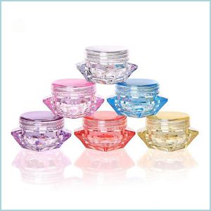 Storage Bottles Jars 3G/5G Plastic Diamond Shaped Cosmetic Skin Care Containers Lotion Bottle Vial Face Cream Sample Pot Nail Art Dhi4A