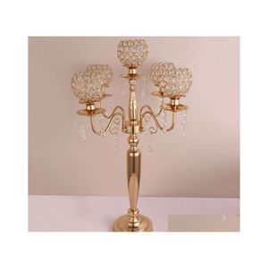 Dekoracja imprezy 73 cm wysoki świecznik 5arms/3arms stojak ślub Candelabra Centerpiece Candlestick Sier/Gold Decor Sn2138 Drop D Dhndm