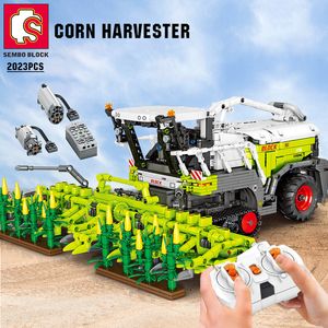 ブロックSembo Block Farm Tractor 2023PCSテクニカルコーンハーベスターRCビルディングシティカーブリック建設おもちゃ230111