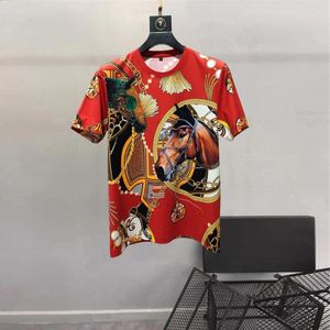 Men's T Shirts Summer Fashion Europe High Quality Diamonds Cotton T-shirts Horse Print Tee Tops A570