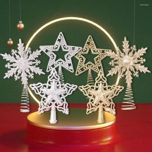 Juldekorationer Tree Topper Star Snowflake Design Glittered Tree-Top för semesterprydnader