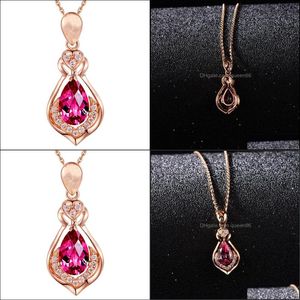 Collane a ciondolo Ruby Pendenti Vintage Fine Wedding Engagement Necklace Bijouterie Imition 925 Sterling Sier Drop Delivery Gioielli Dhvnl