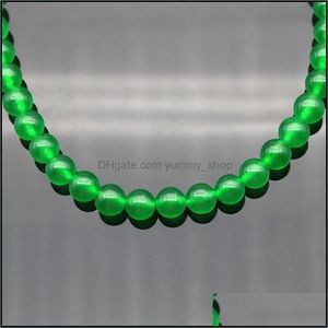 Perlen Halsketten Mode Womens natürliche 8mm grüne Jade Round Edelsteinperlen Halskette 50 Lang 846 Q2 Drop Lieferung Schmuck Anhänger DHM4K