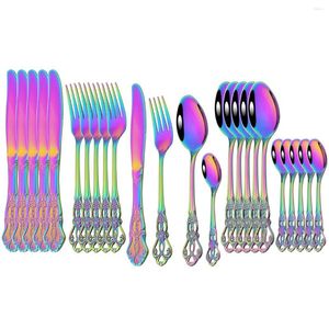 Set di stoviglie 24 pezzi Coltello Forchetta Cucchiaio da caffè Set di posate Posate colorate in acciaio inossidabile Accessori per la cucina occidentale