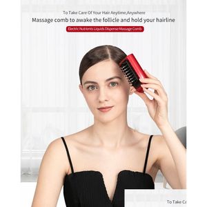 Pęknięcia włosów Elektryczne rozbijanie szczotki do włosów pędzel aplikator oleju wibruje przeciw stratę skóry głowy kojąco grzebień masowy dla naprężenia głowicy dhcnx