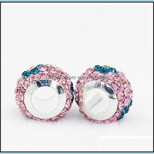 Charms Flower Polymer Clay Crystal Charm Bead 925 Sier placcato moda donna gioielli stile europeo per collana braccialetto Pandora 50 Dhjfw