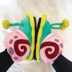 Slippers Shoes For Women 2023 Warm Cartoon Flat Slides Winter Soft Fluffy Floor Flip Flops Unisex Cute Funny Snail House