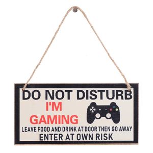Decorative Objects Figurines 1PC Novelty Gaming Room Sign Wood Plaque "Do Not Disturb""I'm Gamer" Hanging Pendant Game Ornaments Door Wall Decor Funny Gifts 230111