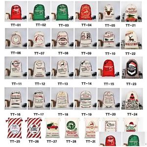 Christmas Decorations 2023 Gift Bags Large Organic Heavy Canvas Bag Santa Sack Dstring With Reindeers Claus For Kids Fy4249 Drop Del Dhfh5