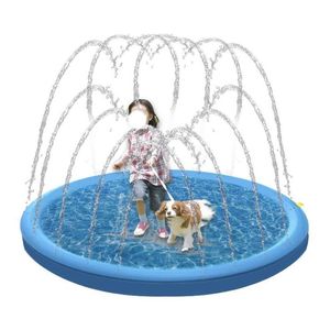 Kennels Pens Pet Sprinkler Pad için Köpek Yaz Soğuk Oyuncaklar Yüzme Havuzu Açık Oyun Soğutma Mat Şişirilebilir Su Sprey Küvet Del Dhsk2