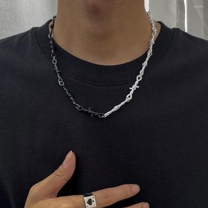 Choker gsold taggtråd kedja gotisk halsband för kvinnor män svart vita taggar säkerhet grunge clavicle hip hop smycken