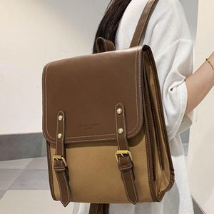 School Bags 2023 Unisex Vintage PU Leather Backpacks Female Shoulder Sac A Dos Casual Travel Ladies Bagpack Mochilas Bag