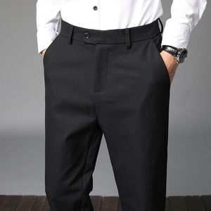 Męskie garnitury Summer 2023 Suit Pants Mens Elaste Korean Casual Slim Fit Elastic Talist Jogger Business Klasyczne spodnie Mężczyzna czarny szarość