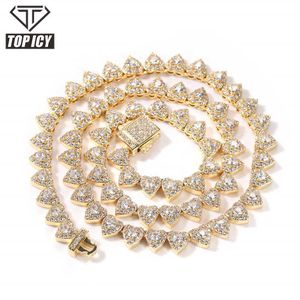 TOP ICY 7MM Iced Out Heart Tennis Necklace Fashion Hip Hop Chain Spring Clasp Heart Bracelet Chain Hot selling Chain