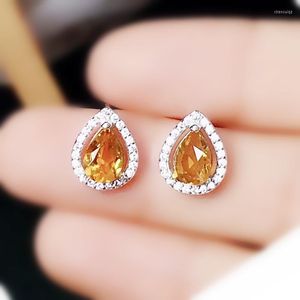 Studörhängen Natural Real Amethyst eller Citrine Earring per smycken 5x7mm 0,7ct 2st Gemstone 925 Sterling Silver Fine X2185