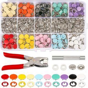 Hantverksverktyg Plier Tool 100 200 Set 10 Color Metal Sewing Buttons Hollow Polid Prong Press Studs Snap Fasteners för att installera klädpåsar 230111