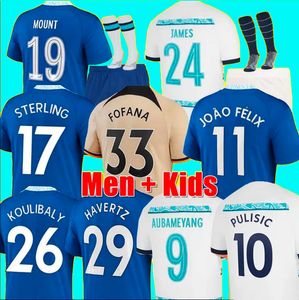 Thailand 22 23 STERLING Soccer Jerseys MOUNT JOAO FELIX HAVERTZ JORGINHO ZIYECH 2022 2023 PULISIC JAMES Football Shirt KANTE Men Kids set Kits uniform
