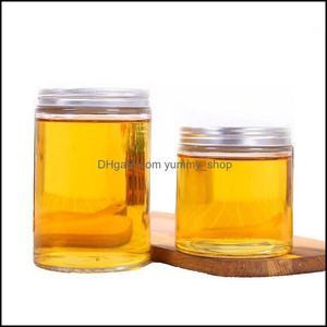 Bottiglie di imballaggio 17 oz barattoli di vetro trasparente vuoto con coperchi in alluminio spazzolato per t￨ al miele di caramelle e container drop drop