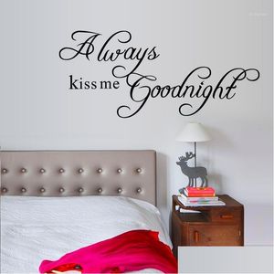 Wandaufkleber „Küss mich immer eine gute Nacht“, Kinderzimmer-Aufkleber, Zitat 2003, dekorativer Adesivo De Parede Sticker1, Drop-Lieferung, Hausgarten, Dhvrp